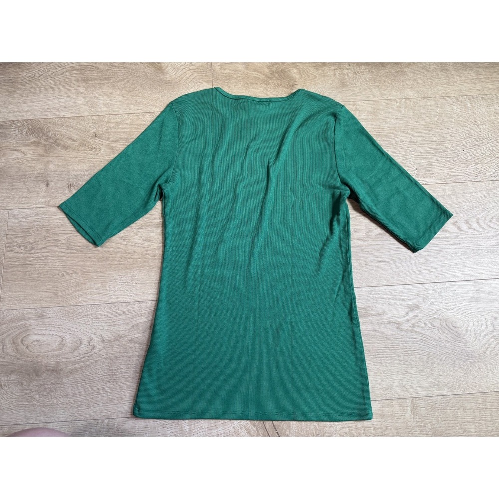 NWT Womens Michael Stars Tara Crew Neck Tee ultra rib beetle green tshirt size M - Picture 3 of 7